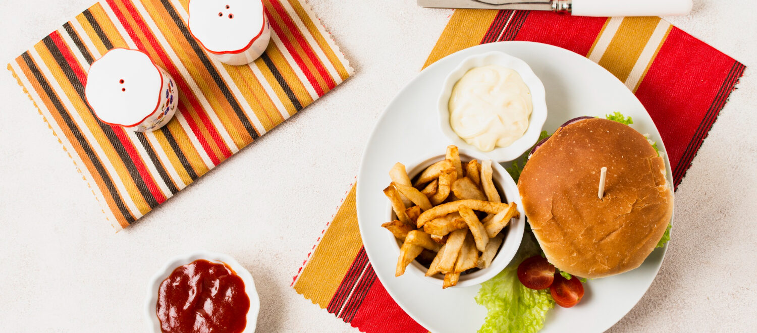 burger with fries