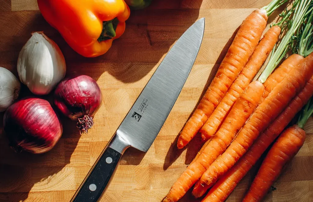 A_modern_kitchen_scene_with_a_chefs_knife